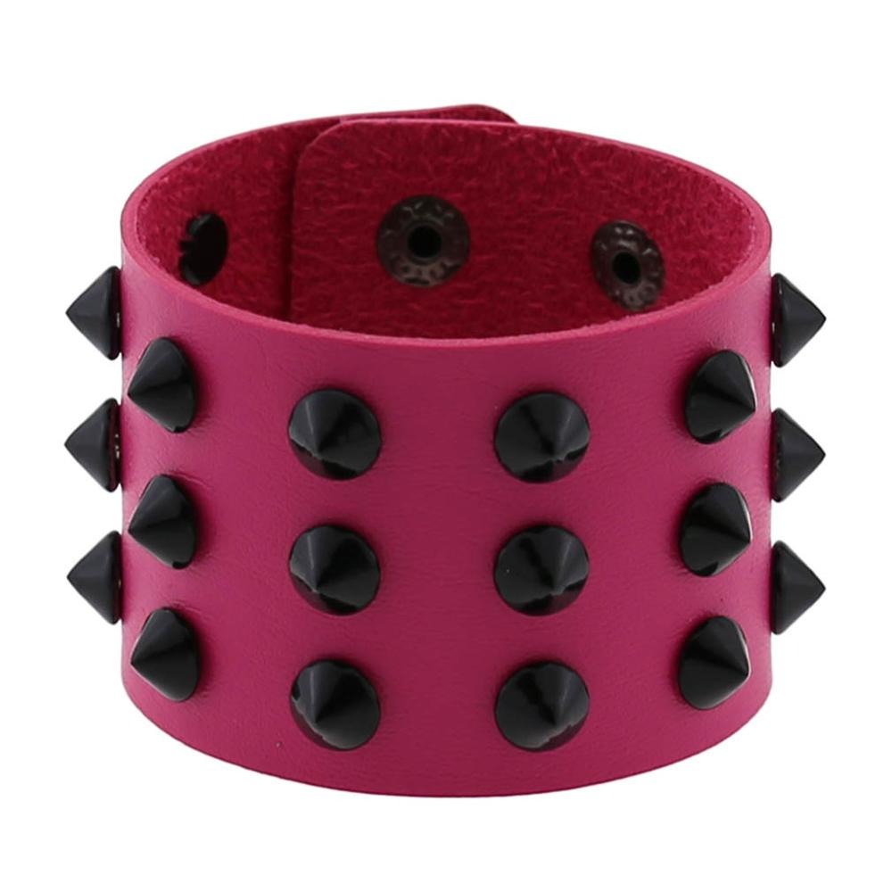Vegan Leather Spike Bracelet / Wide Snap Button Wrap Bracelets / Wristband for Men and Women - HARD'N'HEAVY