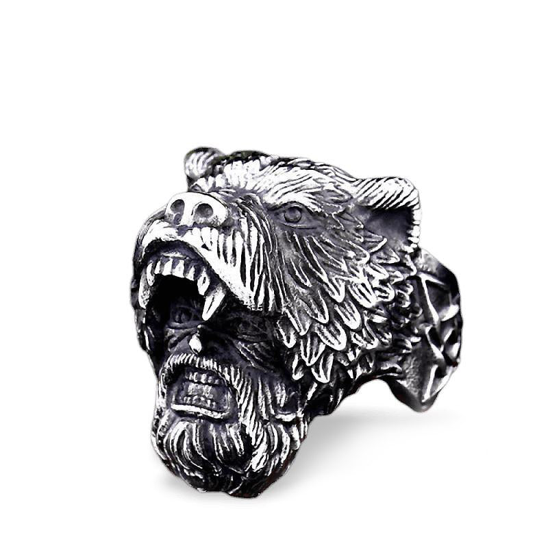 Viking Bear Stainless Steel Ring in Nordic style / Alternative Fashion Jewelry - HARD'N'HEAVY