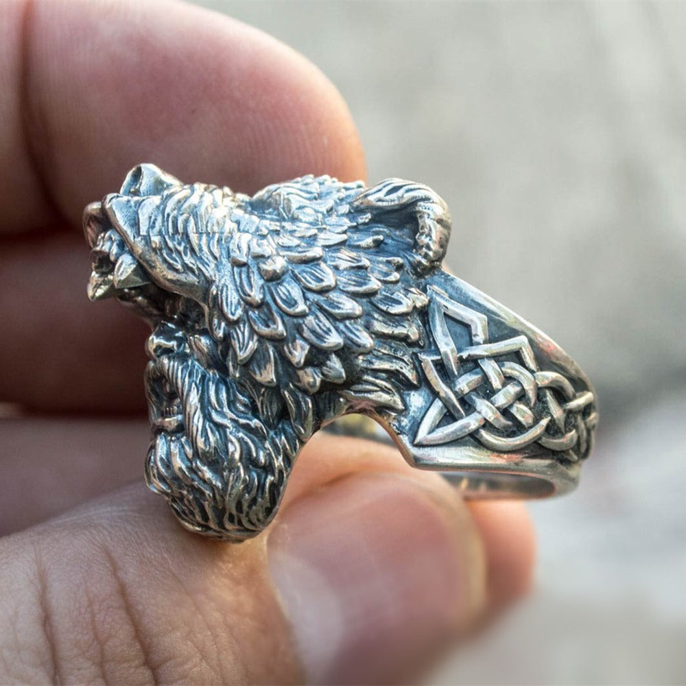 Viking Bear Stainless Steel Ring in Nordic style / Alternative Fashion Jewelry - HARD'N'HEAVY