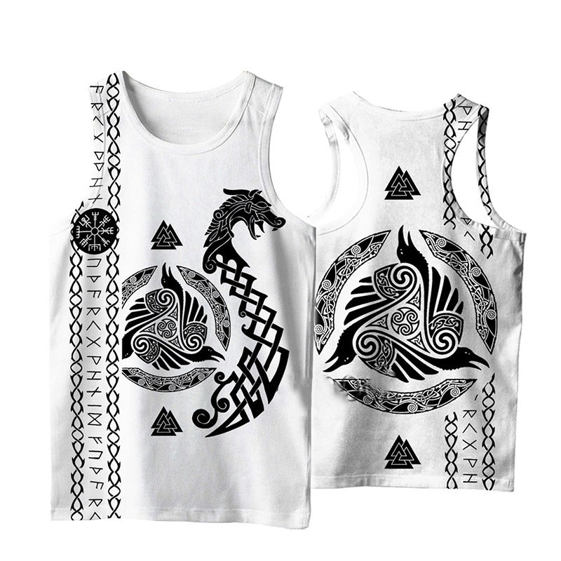 Viking Style 3D Printed Men Sleeveless T-shirt / Nordic Summer Streetwear Model #3 - HARD'N'HEAVY