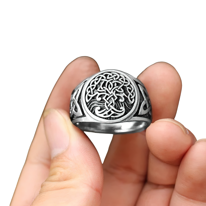 Viking Tree oF Life Ring / Stainless Steel Signet Ring / Jewelry Gift for Him - HARD'N'HEAVY