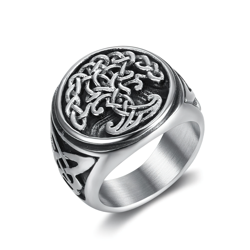 Viking Tree oF Life Ring / Stainless Steel Signet Ring / Jewelry Gift for Him - HARD'N'HEAVY