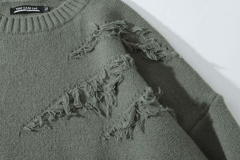 Vintage Acrylic Ripped Knitted Jumper / Original Design Men's Oversized Sweaters - HARD'N'HEAVY
