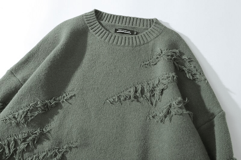 Vintage Acrylic Ripped Knitted Jumper / Original Design Men's Oversized Sweaters - HARD'N'HEAVY