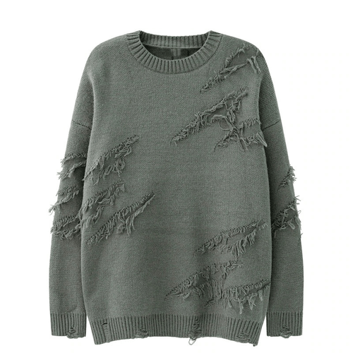 Vintage-Strickpullover aus Acryl mit Rissen / Original-Design-Herrenpullover in Übergröße