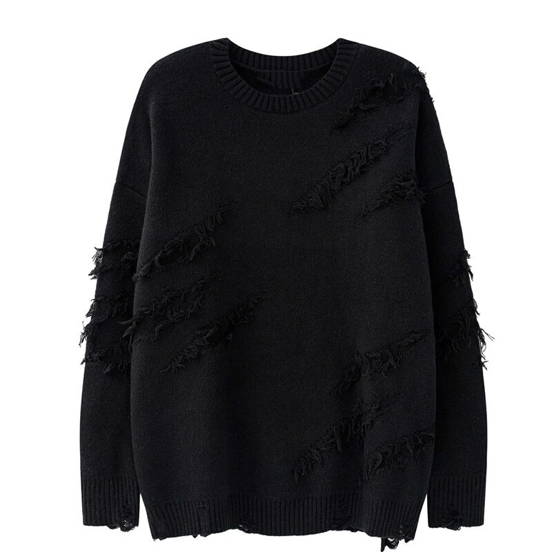 Vintage Acrylic Ripped Knitted Jumper / Original Design Men's Oversized Sweaters