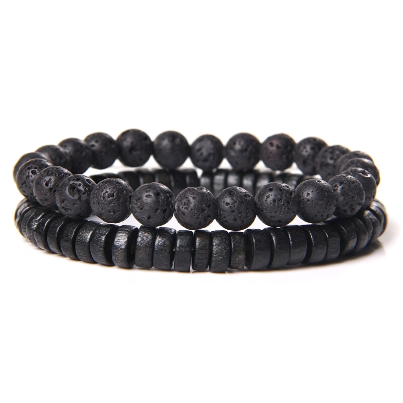 Vintage unisex black beaded bracelet, stylish accessory with retro design, perfect for men and women.