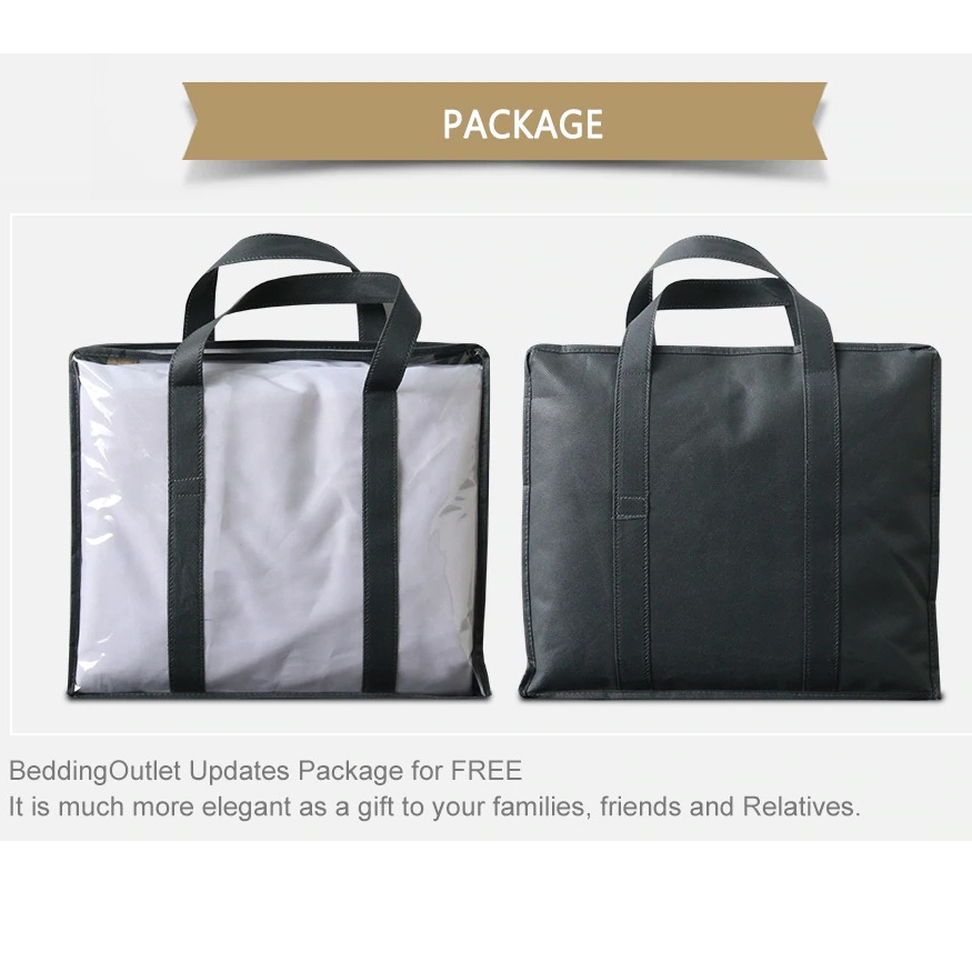 Stylish packaging for vintage bedding set, featuring dual handles for easy carrying and elegant design.