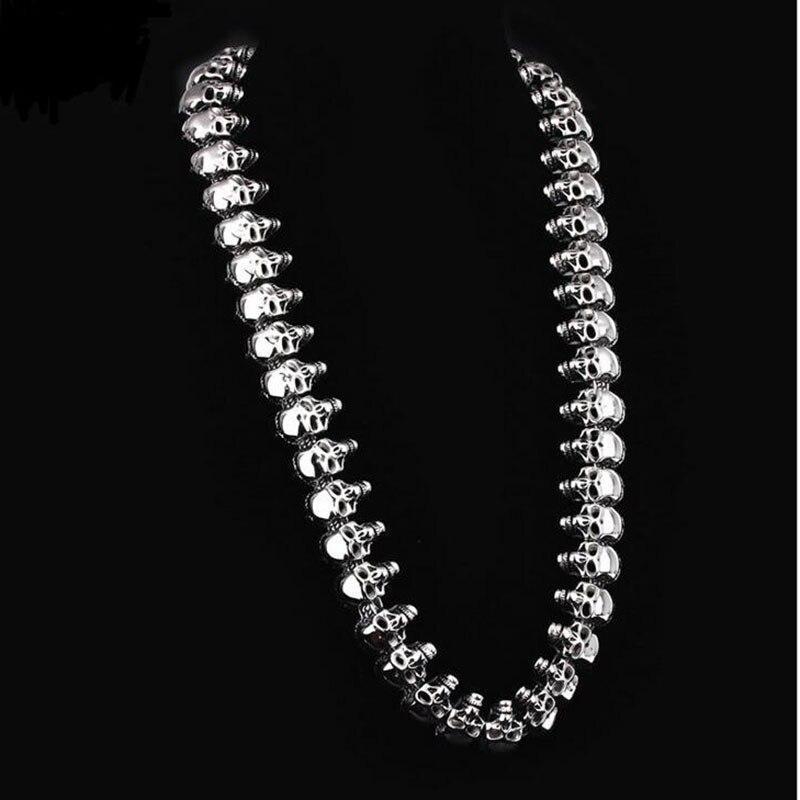 Vintage biker skeleton necklace made of 316L stainless steel, perfect for rock, goth, or punk styles.