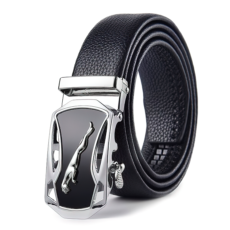Vintage black genuine leather belt featuring a sleek pin buckle, perfect for alternative style outfits.