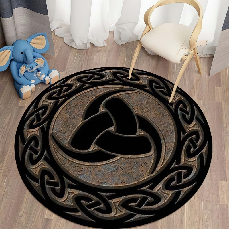 Vintage Circle Carpet Of Nordic Viking Style / Stylish Mat For Home Decoration - HARD'N'HEAVY