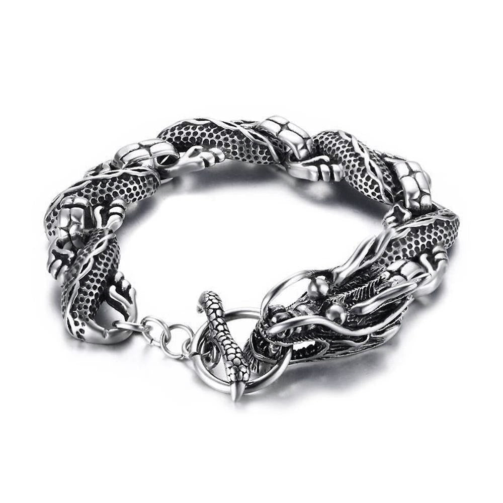 Vintage Dragon Bracelet / Stainless Steel Chain Men and Woman Jewelry - HARD'N'HEAVY