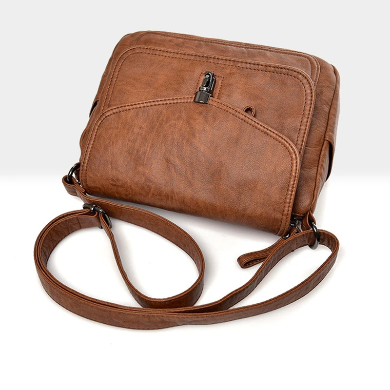 Vintage Female Soft Leather Shoulder Bag / Brand Multfunction Flap Crossbody Handbag for Women - HARD'N'HEAVY