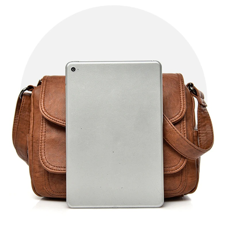 Vintage Female Soft Leather Shoulder Bag / Brand Multfunction Flap Crossbody Handbag for Women - HARD'N'HEAVY