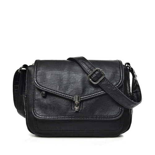 Bandolera de cuero suave para mujer Vintage/bolso cruzado con solapa multifunción de marca para mujer