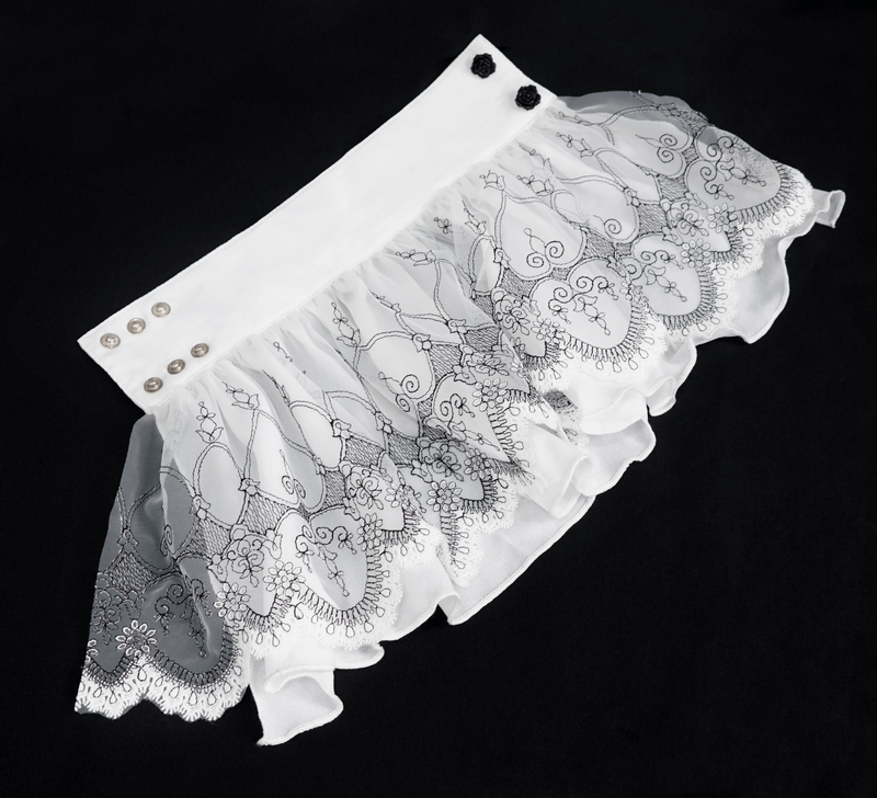 Vintage gothic flared gloves with lace trim and snap rose buttons for elegant outfits.