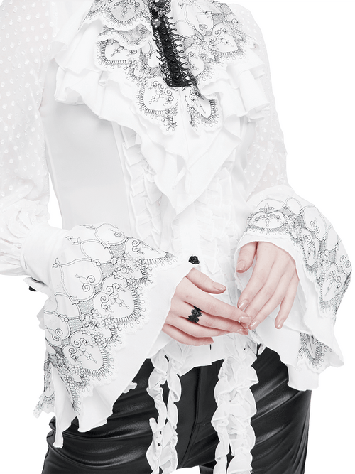 Guantes acampanados vintage con botones de rosa a presión / Accesorios góticos con adornos de encaje delicado para mujer