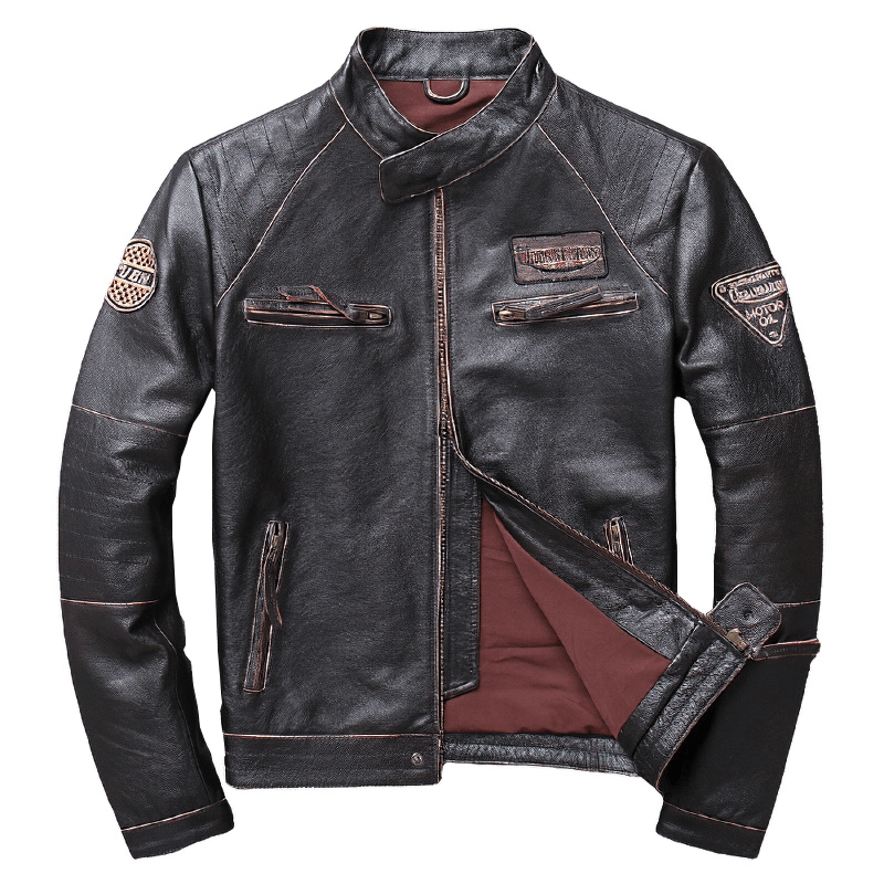 Vintage Genuine Leather Black Jacket / Men's Biker Jacket In Rock Style - HARD'N'HEAVY