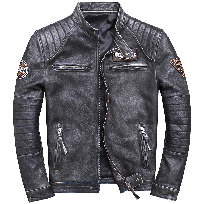 Vintage Genuine Leather Black Jacket / Men's Biker Jacket In Rock Style - HARD'N'HEAVY