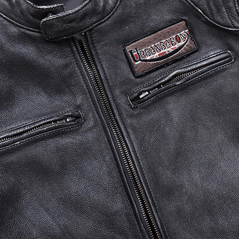 Vintage Genuine Leather Black Jacket / Men's Biker Jacket In Rock Style - HARD'N'HEAVY