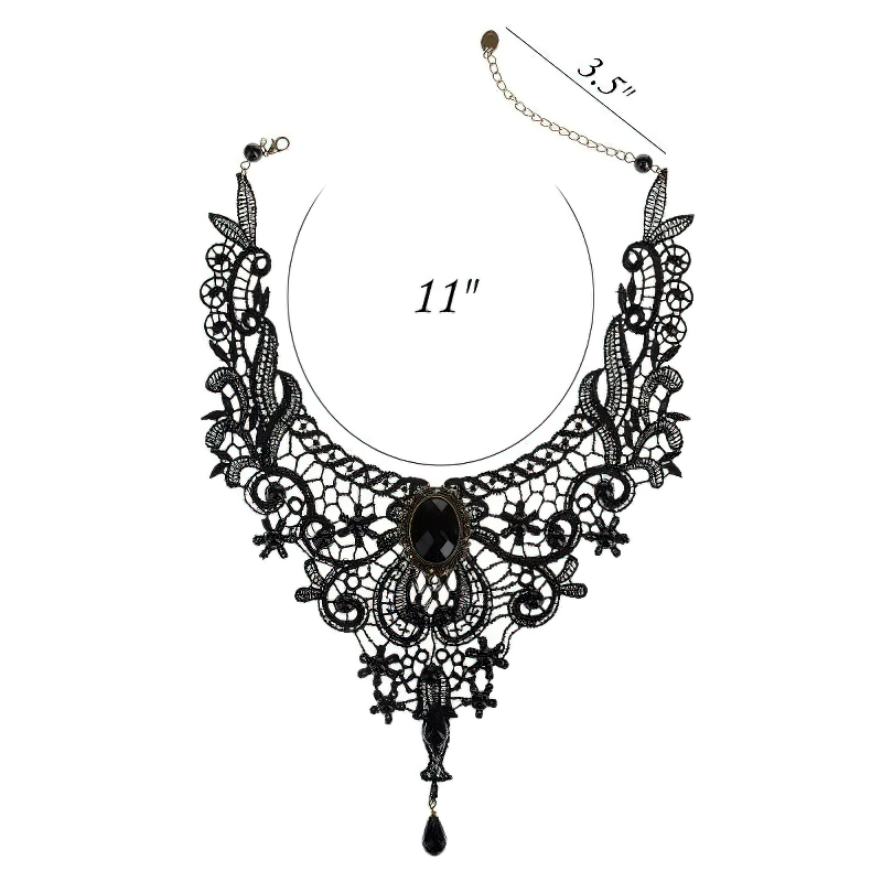 Vintage Gothic Women's Necklace, handmade lace design, zinc alloy, perfect for concerts and cosplay.