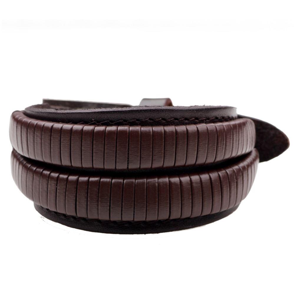 Vintage leather bracelet with double-wide design in rich brown, perfect for men's jewelry and outdoor events.