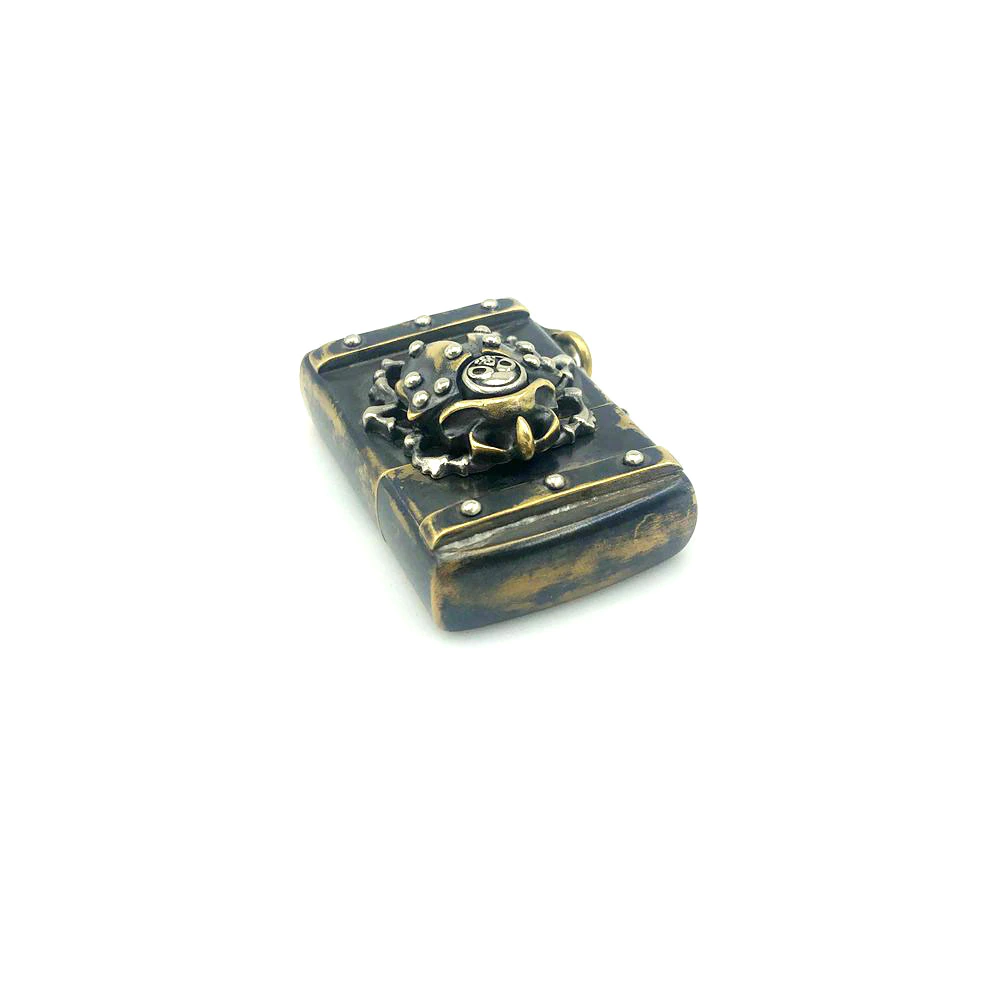 Stylish unisex vintage lighter case with rivets and ornate design, perfect alternative accessory for any occasion.