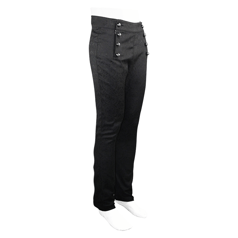 Vintage Male Slim High Waist Suit Black Buttons Pants Vintage Male Slim High Waist Suit Black Buttons Pants