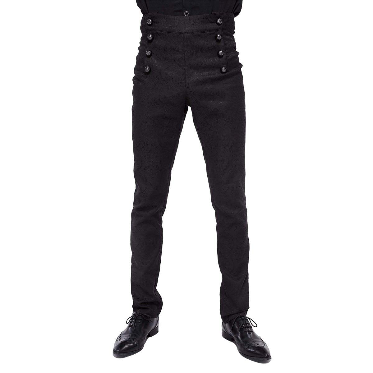 Vintage Male Slim High Waist Suit Pants / Designer Black Buttons Trousers for Men - HARD'N'HEAVY