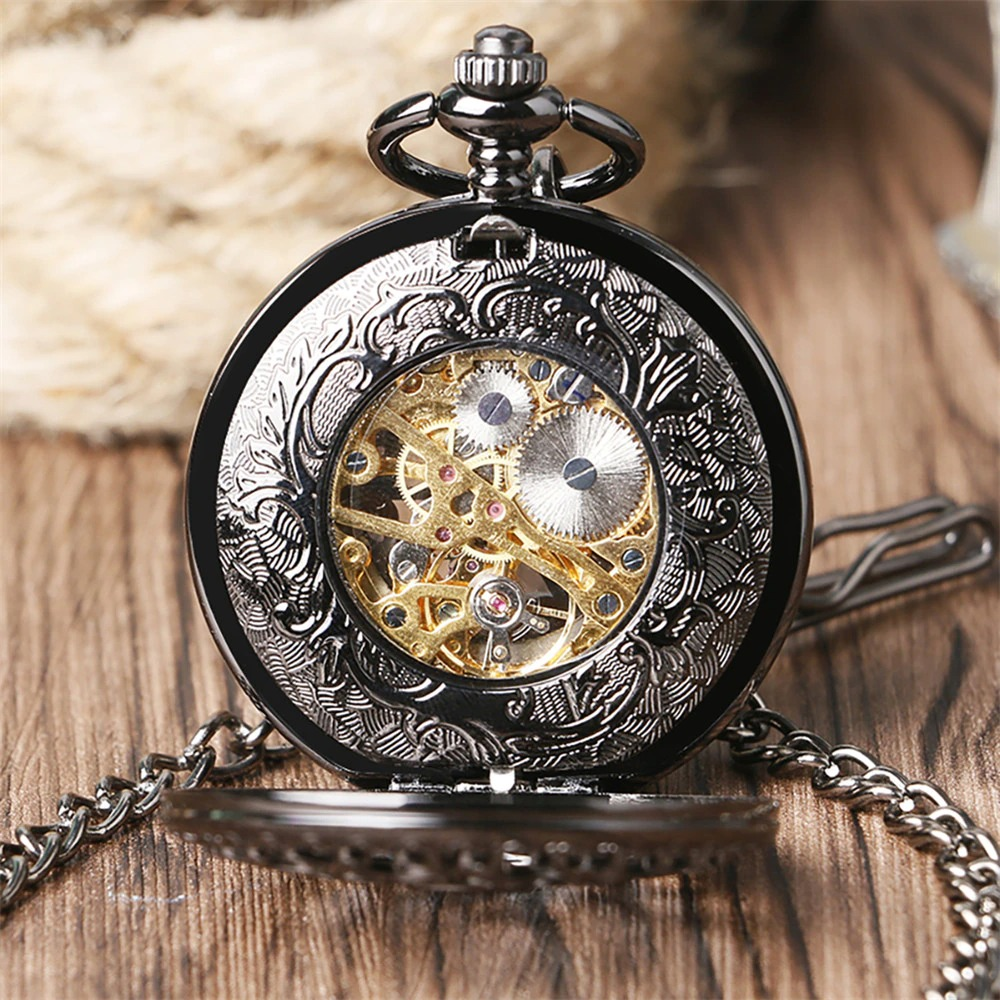 Vintage Mechanical Watch with Double Cover Retro Pocket Clock