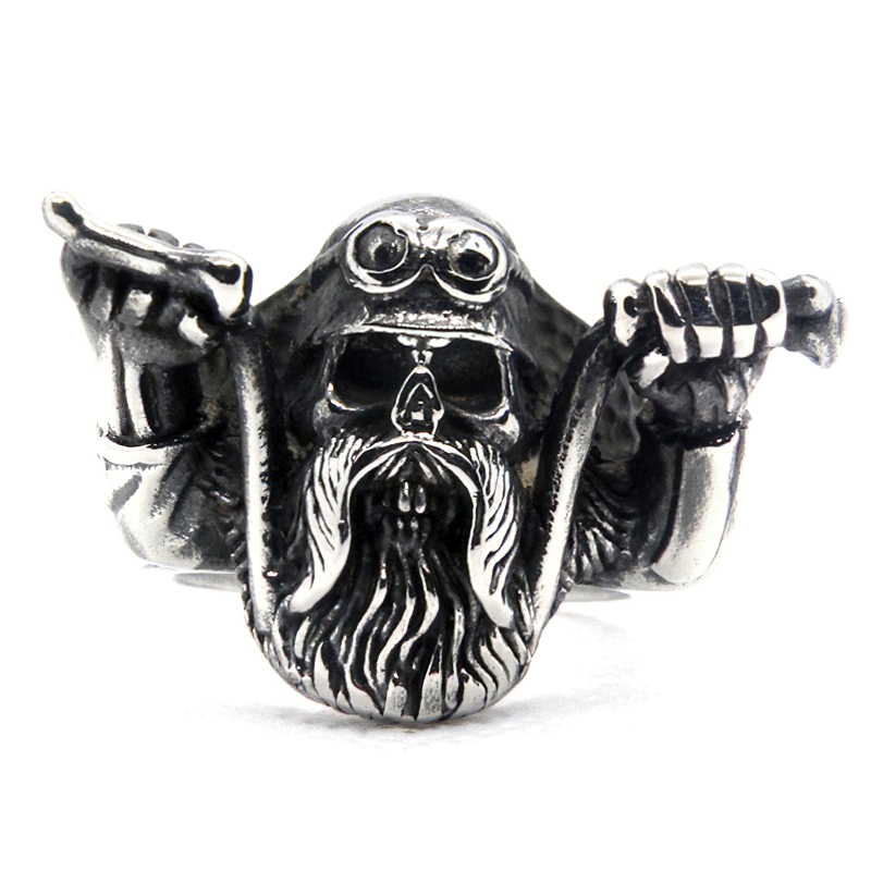 Vintage Men's Biker Skull Ring / Stainless Steel Biker Jewelry For Men - HARD'N'HEAVY