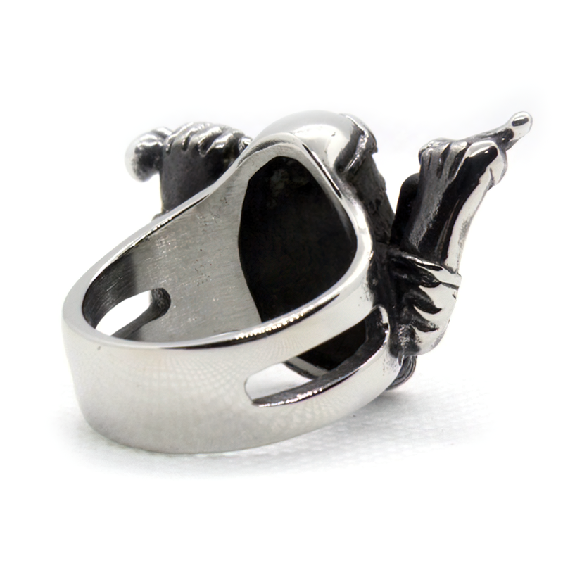 Vintage Men's biker skull ring made of stainless steel, featuring a detailed skeleton biker design.