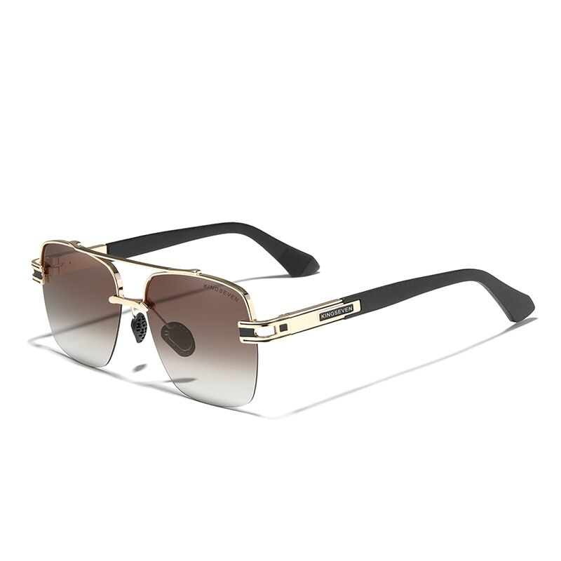 Men's vintage rock style sunglasses with gold accents and black frames for a trendy look.