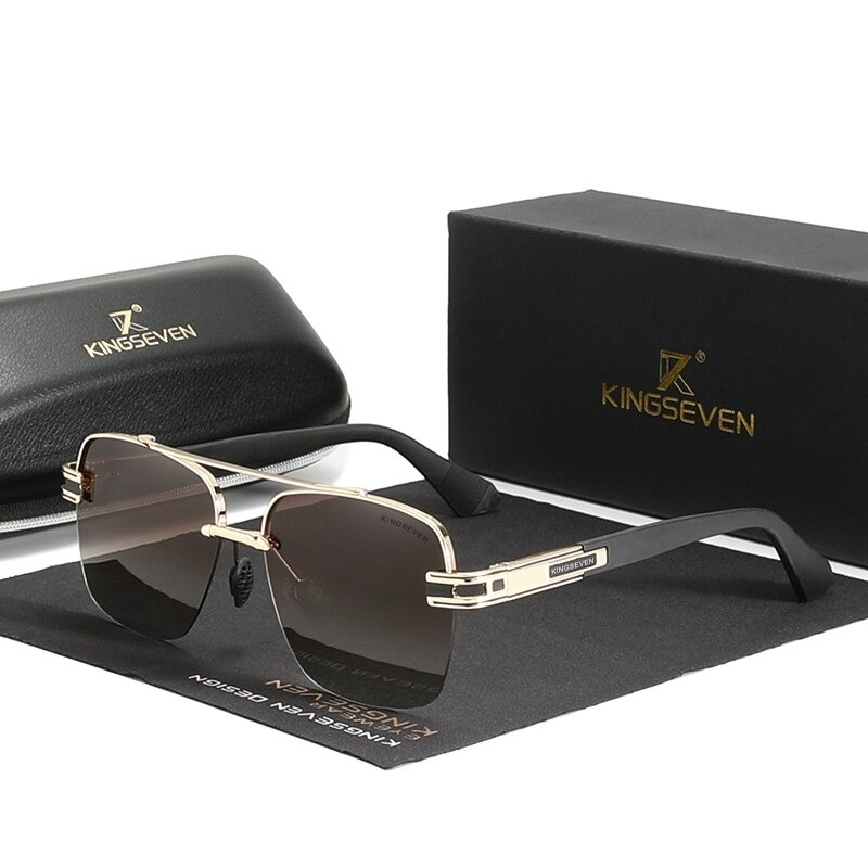 Vintage men's sunglasses by KINGSEVEN, stylish black rock style accessory, ideal for any outfit.