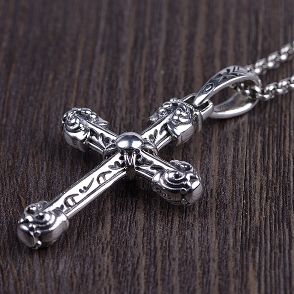 Vintage Pendant Cross with 925 Sterling Silver / Gothic Jewelry for Men and Women - HARD'N'HEAVY
