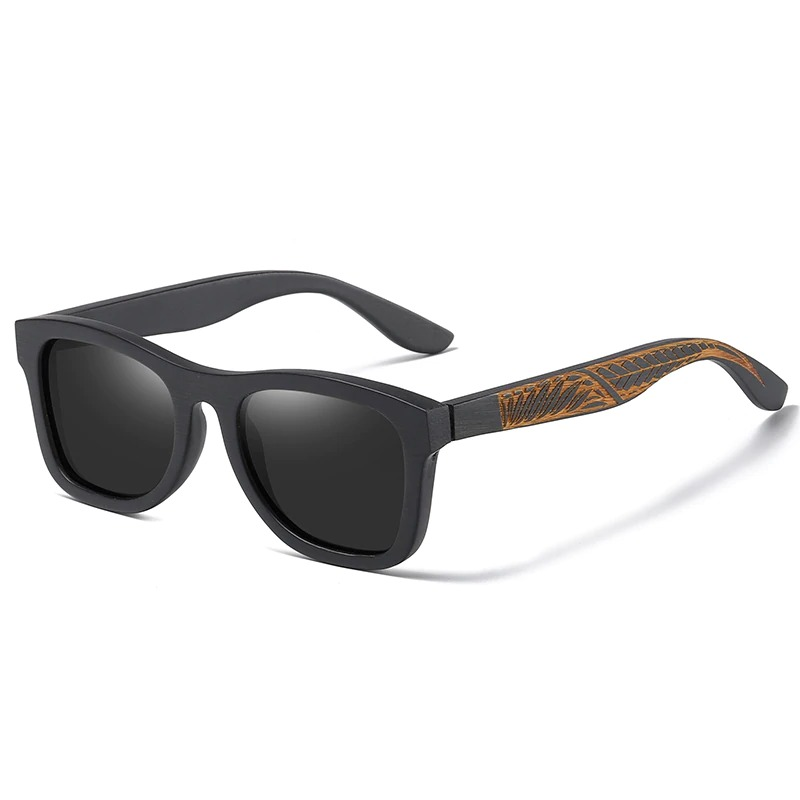 Vintage polarized sunglasses with bamboo wooden frame, perfect for a stylish unisex look.