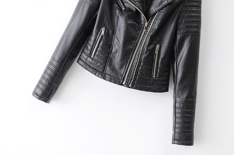 Vintage PU Leather Motorcycle Jacket / Women Biker Style Fashion - HARD'N'HEAVY