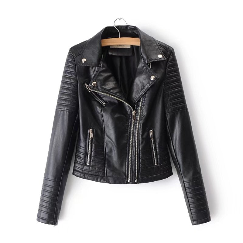 Vintage PU Leather Motorcycle Jacket / Women Biker Style Fashion - HARD'N'HEAVY