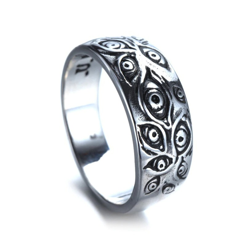 Vintage Punk Ring with Carved Eyes / Unisex Zinc Alloy Ring in Alternative Style - HARD'N'HEAVY