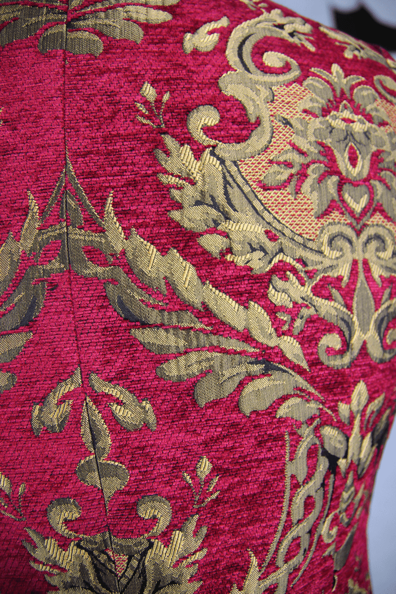 Vintage Red Waistcoat with Golden Filigree & Bottons in Front for Men / Alternative Male Clothing - HARD'N'HEAVY
