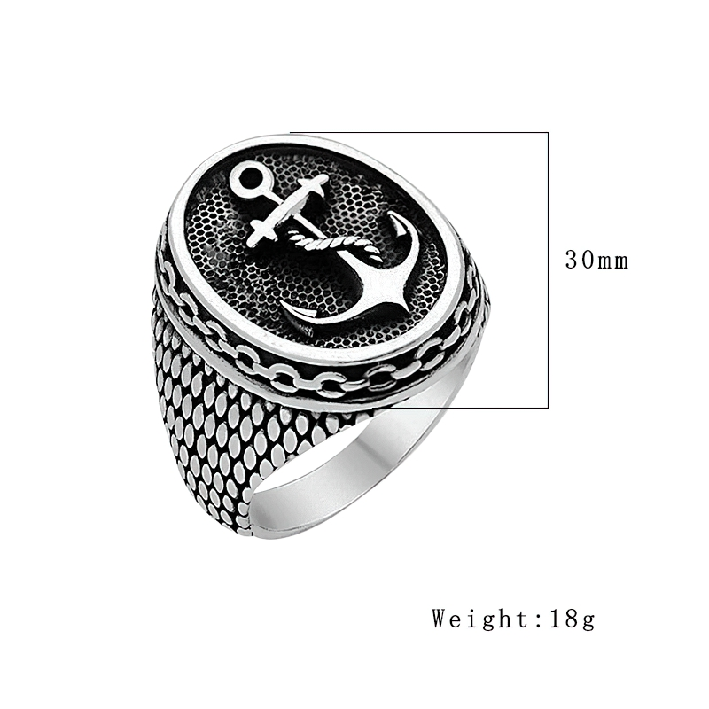 Vintage Ring Of Anchor For Men And Women / Unisex Stainless Steel Alternative Jewelry - HARD'N'HEAVY