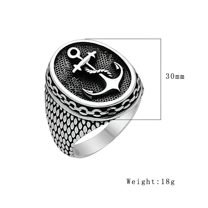 Unisex vintage anchor ring in stainless steel, stylish alternative jewelry for men and women. Perfect for any wardrobe!