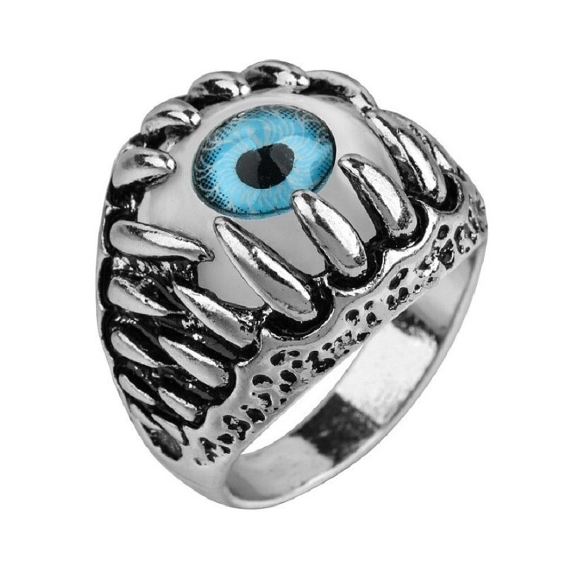 Vintage dragon claw ring featuring an evil eye design, perfect for punk fashion lovers.
