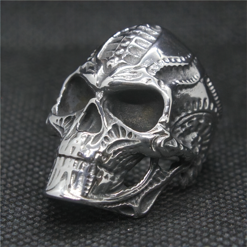 Vintage Satanic Skull Ring / Gothic Stainless Steel Devil Jewelry - HARD'N'HEAVY