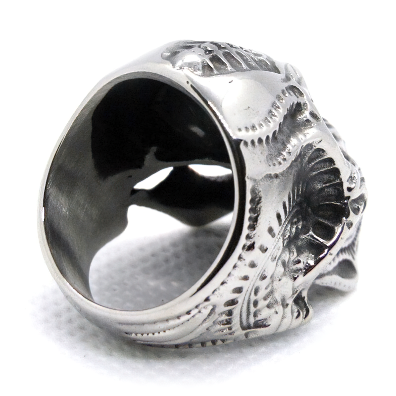 Vintage Satanic Skull Ring / Gothic Stainless Steel Devil Jewelry - HARD'N'HEAVY