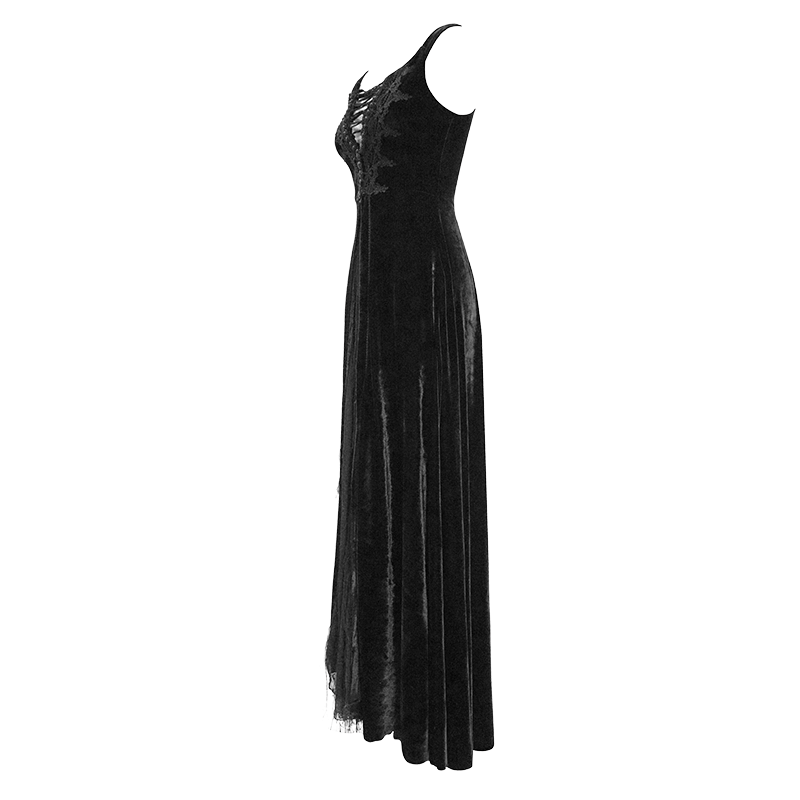 Vintage Sexy Off Shoulder Velvet Long Dress / Gothic Black Dress with Lace On Bodice & Lace-up Back Vintage Sexy Off Shoulder Velvet Long Dress / Gothic Black Dress with Lace On Bodice & Lace-up Back