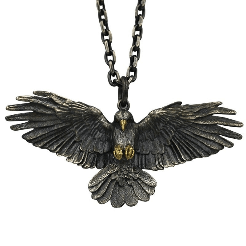 Vintage Silver Plated Crow Pendant Necklace / Punk Accessories for Men and Women