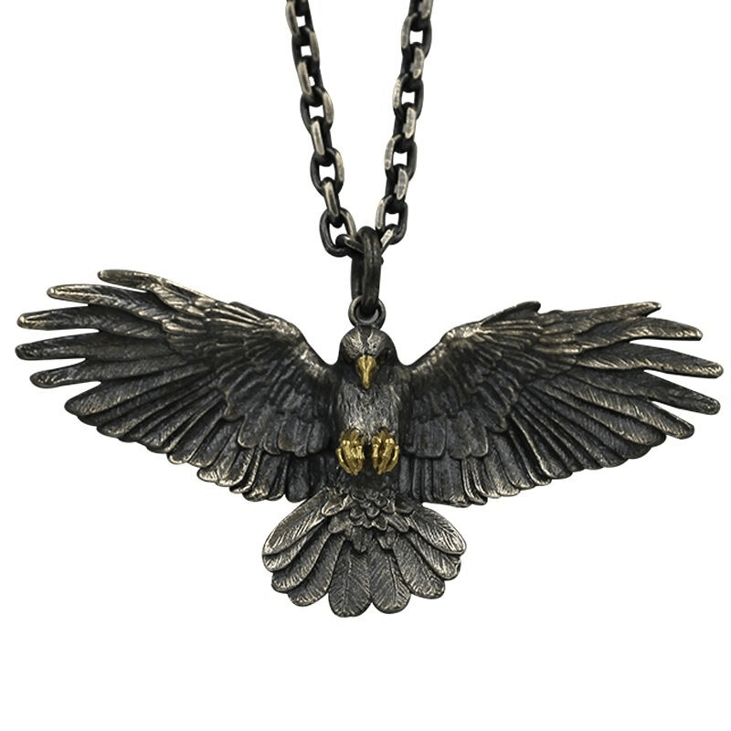 Vintage silver plated crow pendant necklace with intricate details, perfect for punk accessories for all.