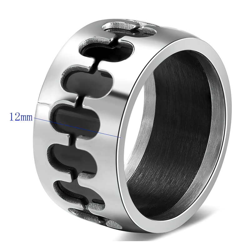 Vintage stainless steel band ring with unique design, 12mm width, perfect for punk style unisex outfits.