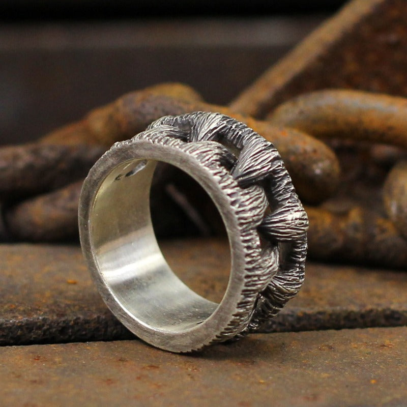 Vintage stainless steel ring featuring monster teeth design, perfect for Gothic and alternative fashion lovers.